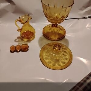 Vintage Amber Glassware Set